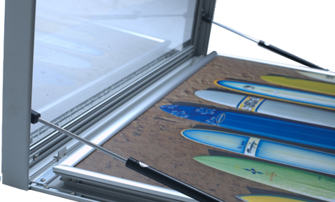 Outdoor Lockable LED Light Box Dual Hydraulic Hinge