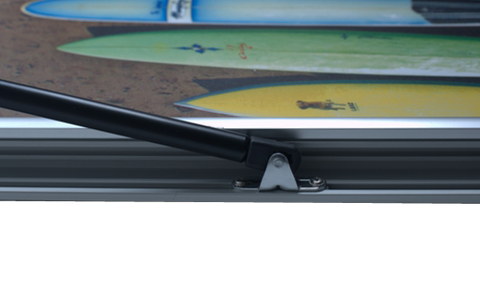 Outdoor Lockable LED Light Box Hydraulic Hinge Detail